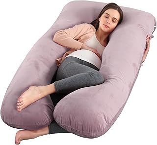 Wndy's Dream Pregnancy Pillow for Sleeping, U Shaped Maternity Pillow, Full Body Pillow Support for Back, Hips, Legs for Pregnant Women, With Removable Cover (Purple Light Grey)
