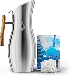 Invigorated Alkaline Water Filter Jug - Purifies & Enhances pH - Includes Long Life Filter - Ionized Water - 64oz Glass Jug