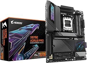 GIGABYTE X870E AORUS PRO Motherboard - Supports AMD Ryzen 9000 CPUs, 16+2+2 Phases Digital VRM, up to 8000MHz DDR5 (OC), 3xPCIe 5.0,Wi-Fi 7, 2.5GbE LAN, USB 4