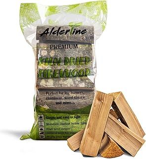 Alderline Kiln Dried Firewood Logs for Fireplace, Firepit, Chiminea, Campfires, Pizza Ovens and More, 25cm 22L Bag