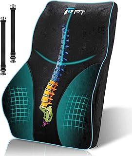 Lumbar Support Pillow, Memory Foam Back Support Cushion Lumbar Support for Office Chair, Car Seat, Recliner, Gaming Chair with Extension Strap
