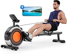 Dripex Rowing Machines for Home Use, Rowing Machine Max 350 LBS, Magnetic Rower with 16 Levels of Workout Resistance, Dual Slide Rail, Bluetooth App Supported, LCD Monitor,Row Machine for Gym Exercise