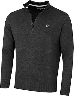 Calvin Klein Mens 2025 Knit Cotton 1/2 Zip Golf CK Top Sweater
