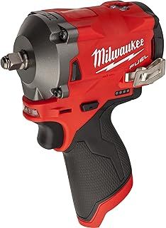 Milwaukee M12 FIW38-0 4933464612 Impact Wrench, 12V Li-Ion, 3/8, Square – M12FIW38-0, 12 V, Black/Red