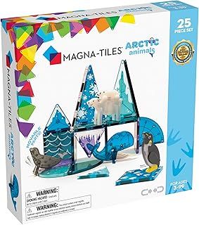 Magna-Tiles Arctic Animals 25-Piece Set - 3D magnetic building tiles, Clear Colours