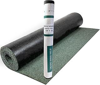 Standard Grade Mineral Shed Roofing Felt Green 16.4 x 3.2ft (5m x 1m) with 13mm Galvanized Roofing Nails Pack of 50 Included for Superior Weather Protection