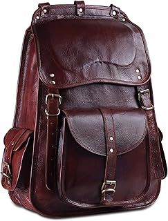 Handmade World Vintage Full Grain 21 Inch Leather Laptop LARGE Backpack Casual Bookbag Daypack Travel Rucksack