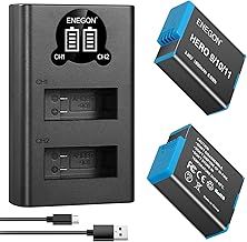 ENEGON Hero 12 11 10 9 Battery 1800mAh 2 Pack Rechargeable Li-Ion Battery and Dual Smart LCD Port Charger for Gopro Hero 12 11 10 9 Black Action Camera Battery Chargers