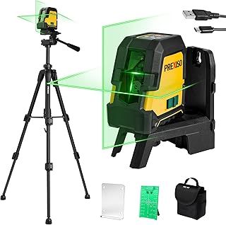 PREXISO Laser Level with Tripod, 30m Rechargeable Self Leveling Cross Line Green, Horizontal and Vertical Line Laser with Magnetic Holder, Laser Tool for Construction, Floor Tiles