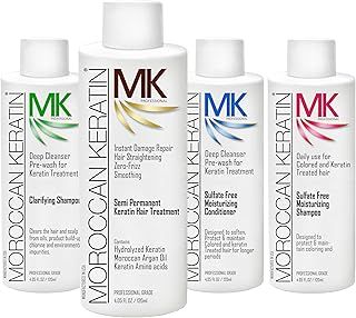 MOROCCAN KERATIN Keratin Hair Treatment Straightening Brazilian Complex Blowout SET 120ML x4 Professional Results Salon or Home Formaldehyde-Free