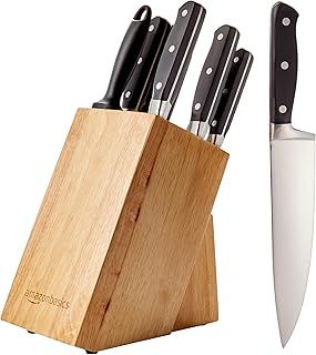 Amazon Basics Premium Knife Block Set, 9-Piece, Black