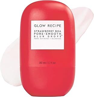 Glow Recipe Strawberry BHA Pore-Smooth Blur Drops - Silicone-Free, Oil-Free - BHA Primer Face Makeup Pore Minimizer - Antioxidant Face Serum for Women - Pore Reducer for Hydrating, Glowing Skin (30ml)