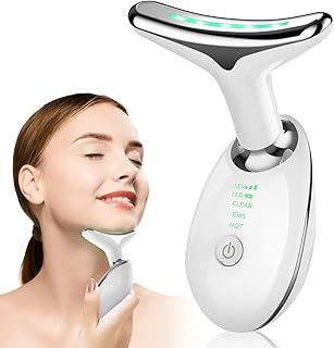 Face Massager, Anti-Aging Neck Eye Massager with 3 Modes & 45°C Heat, Facial Massager Anti Wrinkle Device for Skin Care, Face Toning (Black) 1.0 count