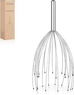 Head Massager, 28 Fingers Manual Scalp Head Scratcher, Handheld Scalp Massager for Deep Relaxation, Hair Stimulation and Stress Relief - Silver
