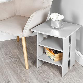 URBNLIVING 2 Tier Wooden Modern Side End Table (Grey)