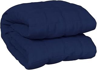 vidaXL Weighted Blanket for Better Sleep - 135x200 cm, 10 kg, Soft & Comfortable Cotton, Blue, Hypoallergenic Glass Beads Filling
