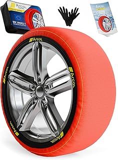 ARCOL Snow Socks for Car Tyres – TWO Anti Slip Textile Snow Chains for Car. L Auto Snow Sock for R14 - R20 (detailed tyre grips inside). EN 16662-1 Certified Winter Car Accessories for Road Safety