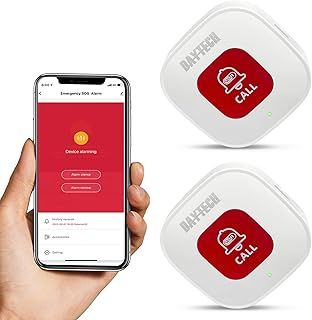 DAYTECH Tuya WiFi Smart SOS Call Button, Wireless Panic Button, Personal Alarm for Elderly Seniors Patient Disabled Handicapped, 2 Rechargable Emergency Buttons, only Supports 2.4GHz Wi-Fi, NO FEES