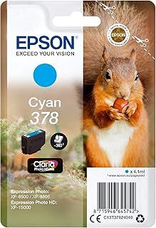 Epson 378 Cyan Squirrel Genuine, Claria Photo HD Ink Cartridge, Standard Capacity