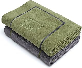 PETTOM Dog Towels 2 Pack Large Super Absorbent Microfibre Pet Towel with Hand Pockets Microfiber Dog Bath Towels Pet Drying Towel Fast Drying Super Soft, Grey and Green 130 x 75cm
