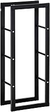 HOMCOM Metal Firewood Log Holder Tall Firewood Rack Indoor Outdoor Fireplace Wood Storage Shelf with Side Rails, Rust-Resistant, Black, 40W x 25D x 100H cm