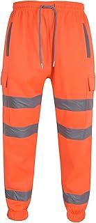 A2Z High Visibility Safe Work Pants Reflective Sweatpants Hi Vis Viz Cargo Joggers Slim Fit Jogging Bottoms Casual Trousers Workout Safety Trouser for Men's Small Medium Large XL 2XL 3XL 4XL