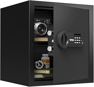 RPNB Deluxe Safe and Lock Box, Money Box, Digital Keypad Safe Box, Perfect for Home Office Hotel Business Jewelry Cash Use Storage, 34L, Alloy Steel,Black