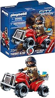 Playmobil City Action 71090 Fire Rescue Quad with Pullback Motor, Toy for Children Ages 4+, Multicoloured, One Size