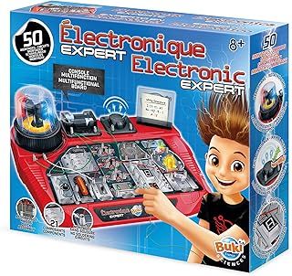 Buki France 7160 Electronic Expert. Children's Electric Circuit Experiments. STEM Toy with 50 Experiments. Includes resistors, diodes, switches, rotating lights, LEDs and more. Science Kit for kids 8+