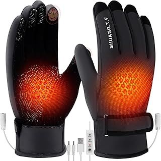 USB Heated Gloves for Men Women, Heating Mittens 3 Levels Temperature Knitting Mittens Screen Touch Laptop Thermal Gloves Double-sided Heating Warm Gloves Hand Warmer Gift Indoor