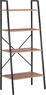 HOMCOM 4-Tier Vintage Ladder Shelf Bookcase Wood Storage Rack Stand Plants Display Black Brown