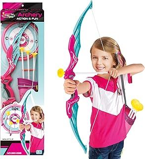 URBN-TOYS KIds Childrens Toy Archery Sets, Bow and 3 Arrows with Suction Cups, Outdoor Target Practising Shooting Game (Pink/Blue)