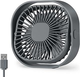 Desk Fan USB Small Fans for Desktop Table Bedside, Mini Quiet Home Office Accessories for Bedroom Car Greenhouse Kitchen, Powerful Silent Bed Fan with Cable, 3 Speeds Wind Strong Airflow Plug in