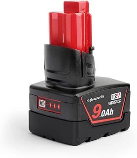 12V 9.0Ah Battery Compatible with Milwaukee M12 XC Cordless Tools M12FCOT-0 M12JS-0 C12MT-0 C12RT-0 C12HZ-0 M12SL-0 M12TLED-0 C12PN-0 M12CD-202C M12SI-0 M12bsd-0