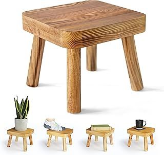 Eden Creations Small Wooden Stool, Plant Stand Indoor Step or Kids Stool - Ideal as a Small Side Table for House Plants, Bedroom Bedside or Bathroom (20cm)