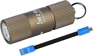 OLIGHT I1R II EOS LED Mini Flashlight with Keychain, Small Lamp Only 13g, 150 Lumens and 40 Metres Rechargeable by Micro USB (I1R 2 + Cable), Waterproof, Desert