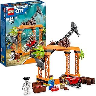 LEGO 60342 City Stuntz The Shark Attack Stunt Challenge Adventure Series Toy with Flywheel Powered Stunt Bike & Racer Minifigure, Toys for Kids 5 Plus Year Old