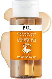 REN Ready Steady Glow Daily AHA Tonic, 250ml – Exfoliating Toner with Lactic Acid & Salicin, Brightens Skin, Reduces Pores and Dark Spots, Smooths Texture for Radiant Complexion