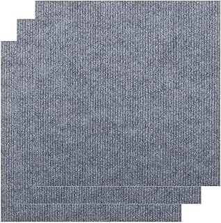 30Pcs Self Adhesive Carpet Tiles, 30CM x 30CM Easy to Peel and Stick Floor Tiles Non-Slip Hardwearing Carpet Tiles Squares Floor Covers for Office Living Room Bedroom (Grey)
