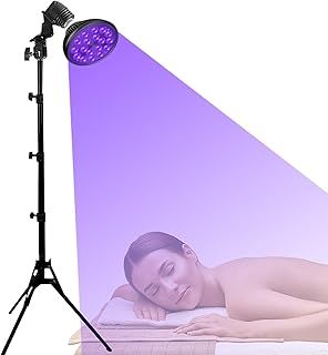 54W Face Tanning Lamp, Tanning Lamp with Eye Mask & Tripod (38.5-78.7inch), 18pcs LEDs 395nm Home Sunbathing Self Tanning Device, Swivel Head 180° Tanning Lamp for Antique Bronze Skin