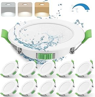 LED Downlights Ultra Slim 7W LED Recessed Ceiling Lights Dimmable, Warm White 3000K Neutral White 4000K Cool White 6500K Adjustable, IP44 Round Spotlights for Bathroom Kitchen Living Room, 10 Pack