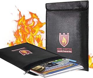 Fireproof Document Bag, 15" x 11" Solid Silicone Coated Fire Resistant & Water Resistant Money Fireproof Safe Storage for Jewelry, Zipper Closure for Maximum Protection