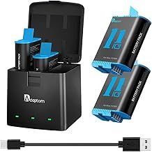 Hero 11 Battery Chargers for GoPro 11 10 9, 2 Replacement Batteries with Three Charger Slots Compatible with GoPro Hero 11 10 9 Black (1 Charger + 2 Batteries)