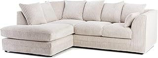 Jumbo Cord Scatter Back 4-Seater Left Hand Facing Corner Sofa: Elevate Your Living Room With Comfort and Style (Cream, Left Hand Facing)