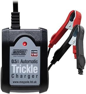 Maypole 0.5A 12V Automatic Trickle Car Battery Charger 9 Stage Charging Cycle Maintenance Charging Lead Acid AGM GEL