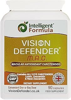 Lutein, Zeaxanthin & Meso-Zeaxanthin Eye Supplement: Vision Defender MAC – Antioxidant Carotenoids “Eye Vitamins” for Eyesight, Eye Care & Health - Vegan/Vegetarian - 90 Capsules/One-A-Day -Made in UK