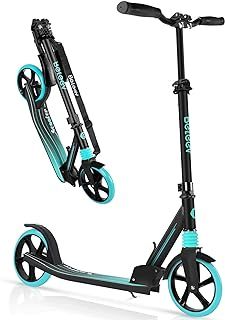 BELEEV Scooters for Kids Ages 6+, Folding 2 Wheel Scooter for Adults Teens, 200mm Big Wheels, 4 Adjustable Handlebar, Front Suspension, Lightweight Kick Scooter with Carry Strap, up to 100Kg