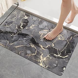 Non-Slip Bath Mat 40 x 60 cm, Super Absorbent Quick Drying Shower Mats, Easy to Clean, Bathroom Accessories Decor, Dark Gray
