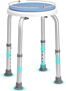 VEVOR Shower Chair, Adjustable Height Shower Stool with Built-in Handles, Shower Seat for Inside Shower or Tub, Non-Slip Bench Bathtub Stool Seat for Elderly Disabled Handicap, 158.8 kg Capacity