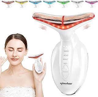 Face Massager Facial Lifting Device: Electric Neck Massage Lift Machine 7 LED Colors 4 Modes - Skin Toning Beauty Devices 45°C EMS Microcurrent - Anti-Wrinkle Face Sculpting Therapy Gua Sha Tool Women